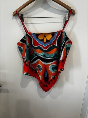 Zara Red Multicolor Handkerchief Silk Camisole